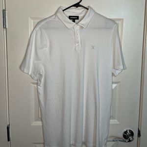 Express Men Solid Moisture-Wicking Super Soft Luxe Pique Polo LT Tall White